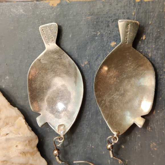 TAXCO SILVER flounder fish earrings - Picture 3 of 12